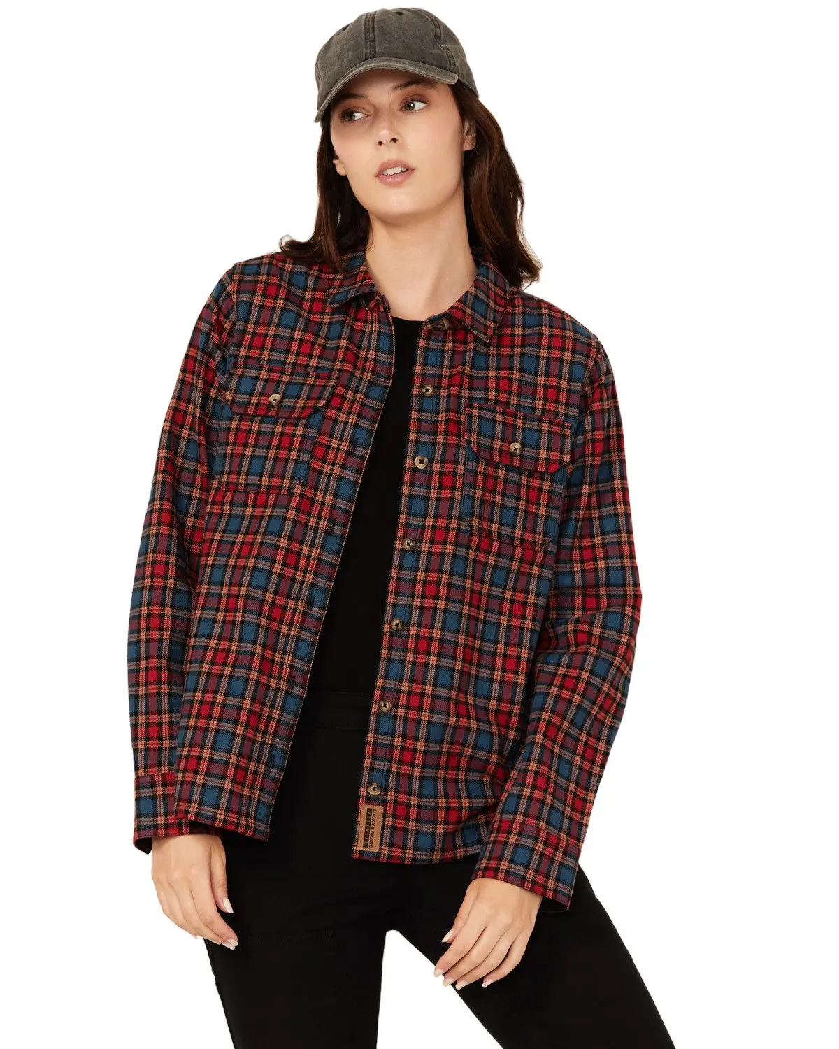 Lucky Brand Workwear Women's Women'S Hunter Plaid Print Long Sleeve - Lww244300-Red