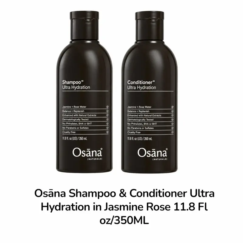 Ultra hydration shampoo& ultra, moisture conditioner in Jasmine + Rose water Osana Naturals 11.8 FlOz/350 ML