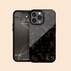 Magsafe Custom Dark Tortoiseshell Initials iPhone 17 Air Case, Magsafe Compatible Personalized Tort Case for iPhone 16 Pro Max, 15 Plus, 14, 13 Mini, 12, 11,X/XS, XR