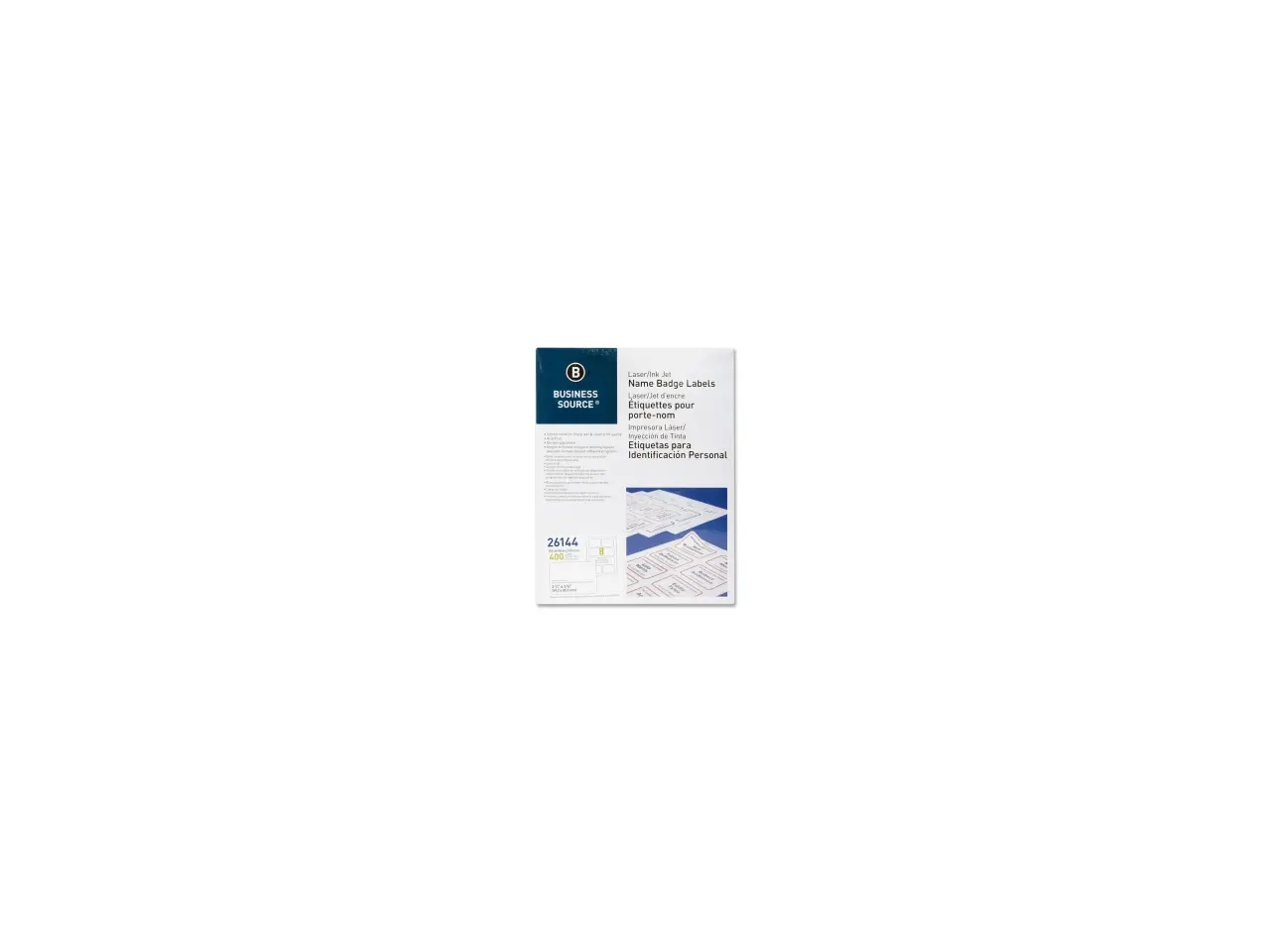 Business Source Name Badge Labels 2-1/3"x3-3/8" 400/PK Plain White 26144