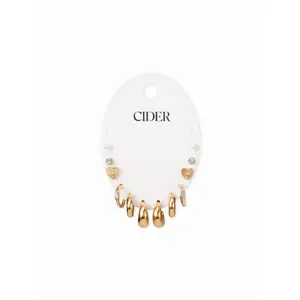 Cider 6 PAIRS FAUX PEARL & C-SHAPE EARRINGS SET