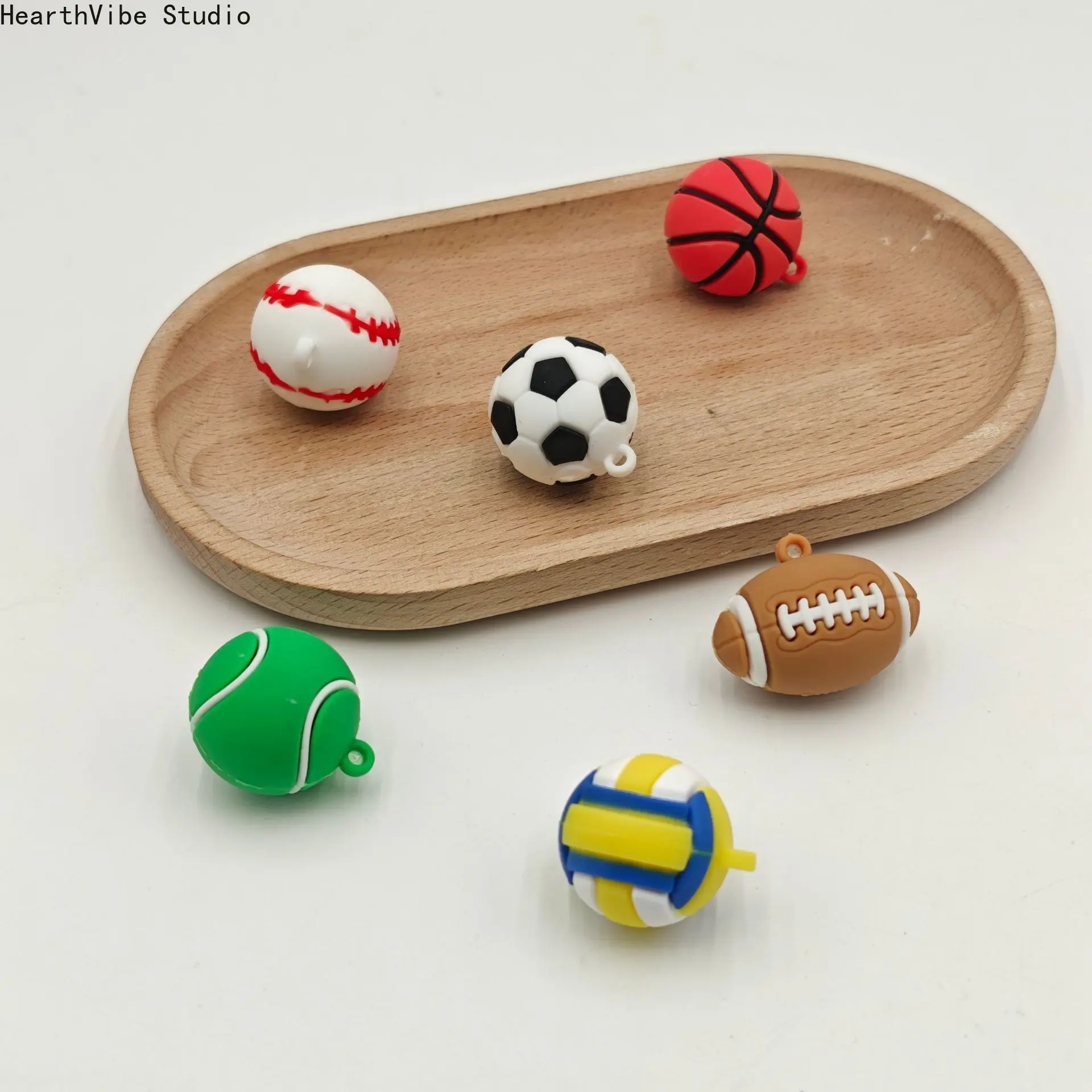 6PC Cartoon Football Keychain Set - Cute Sports Pendants, Key Rings for Boys' Backpacks, Exquisite Small Event Gifts (Sports & Outdoor Accessories), Key Ring, Realistic, Birthday, Compact, Holiday, Cartoon Characters, Mini, Events, Portable