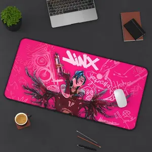 League Of Legends Jinx Desk Mat Arcane Art Mousepad LoL Gaming Pad PC Gaming Desk Mat Non-Slip Durable Gamer Gift