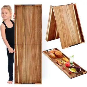 36"x 12" Large Ottoman Tray with Handle Wooden Charcuterie Board Serving Cheese Boards Tray Oversized Coffee Table Rectangle Supplies for Tea Food Beverage Fruit Snack