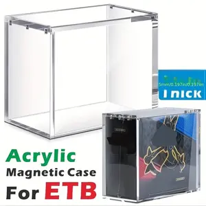 Acrylic Display Box, Transparent Rectangular Design, Magnetic Closure, Stackable, Ideal for Sports Cards & Collectibles Storage