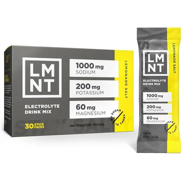 LMNT Zero Sugar Electrolytes - Lemonade Salt | Drink Mix | 30 Count LMNT Zero Sugar Electrolytes - Lemonade Salt | Drink Mix | 30 Count