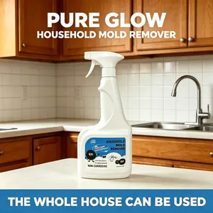 PURE GLOW Household Mold Remover Spray, All-Purpose Fast-Acting Formula for Mold & Mildew Stain Removal, Prevents Regrowth, Non-Corrosive, Safe for Kitchen, Bathroom, Walls & Surfaces