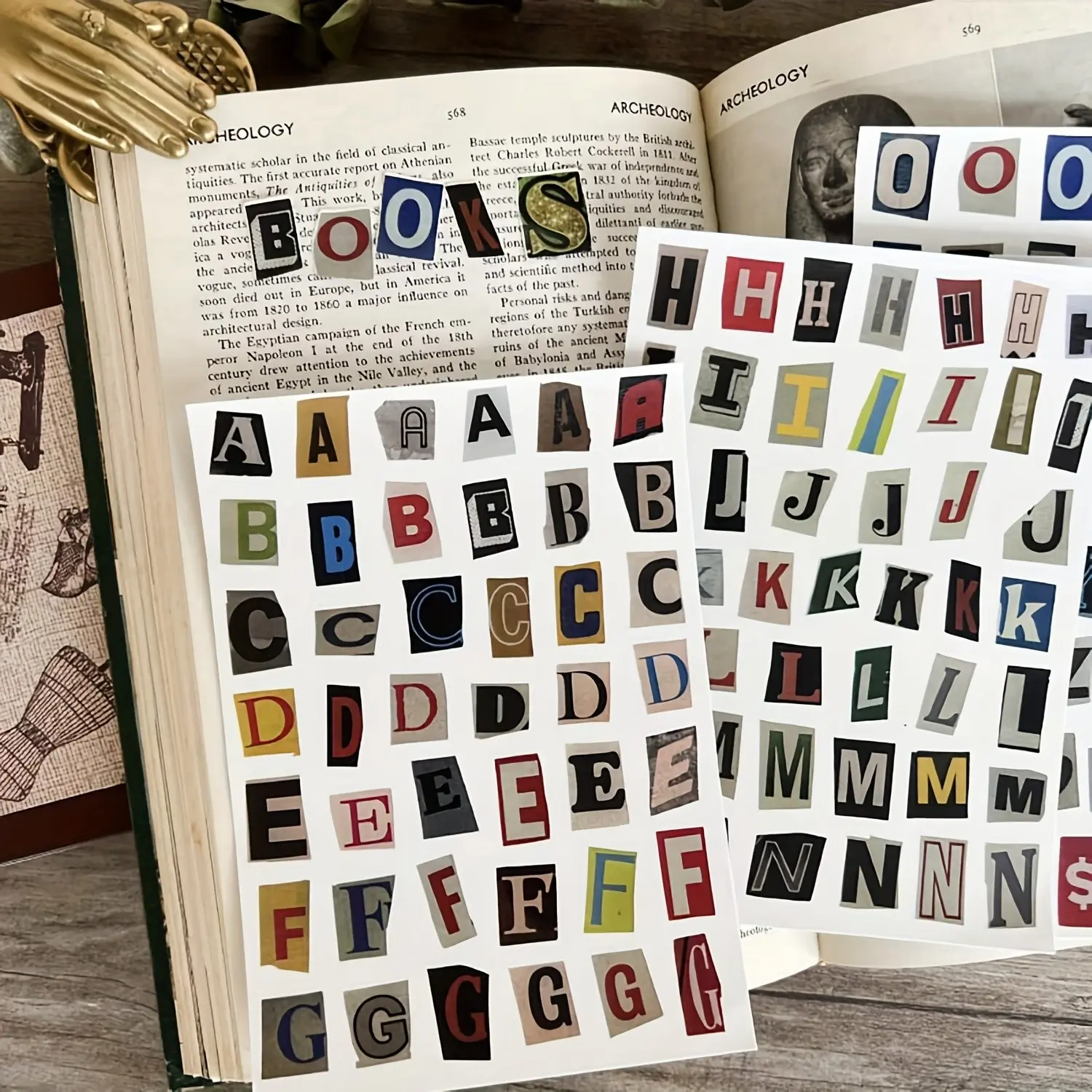 181 Vintage Letter Stickers Set, Sticker Pack, Scrapbooking, A-Z Capital & Small Letters, Matte Paper DIY Craft Materials, Durable Irregular Cut Design, Scrapbook Accessories