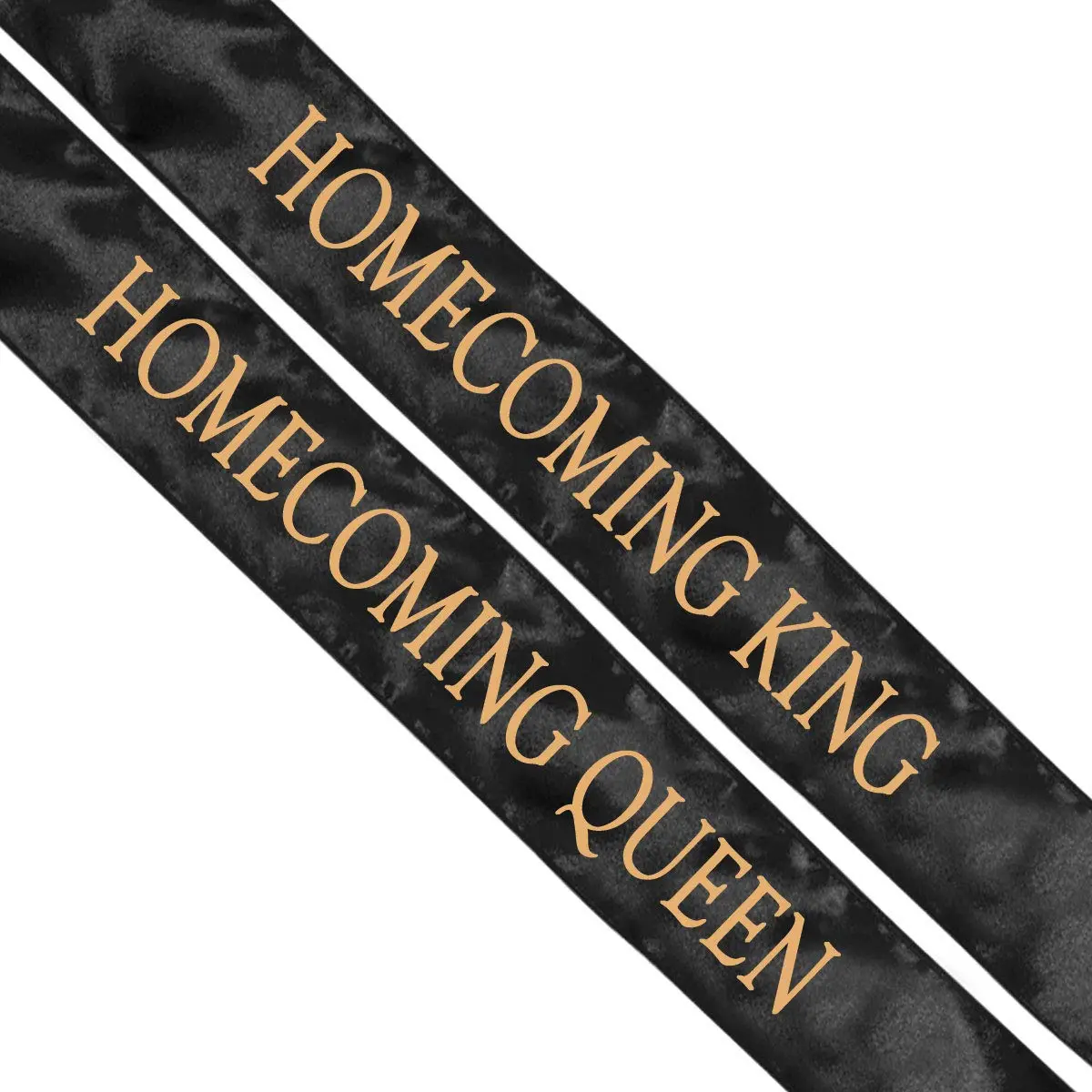 Anderson's Black Satin Homecoming King and Queen Sashes, 3" x 72" Gold‑Imprinted Royalty Sashes for Homecoming Night Coronation and School Events, 2‑Piece Set