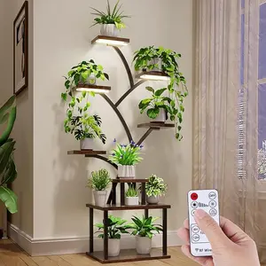 Plant Stand Indoor with Grow Lights - 8 Tiered Tall Indoor Plant Display Shelf, 61" Corner Indoor Plants Rack, Metal Plant Flower Holder for Living Room, Patio, Balcony