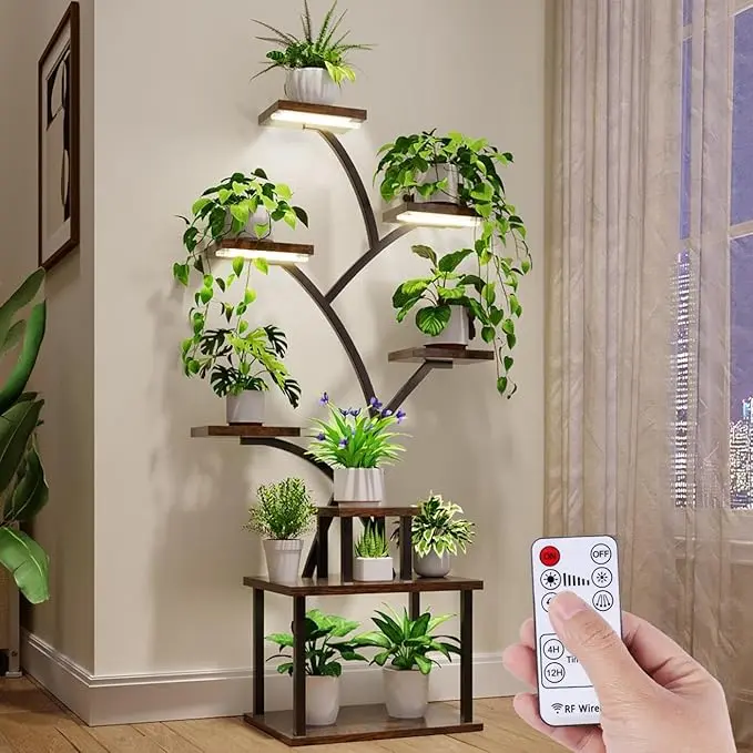Plant Stand Indoor with Grow Lights - 8 Tiered Tall Indoor Plant Display Shelf, 61" Corner Indoor Plants Rack, Metal Plant Flower Holder for Living Room, Patio, Balcony #Summervibes,back to school,back to school haul