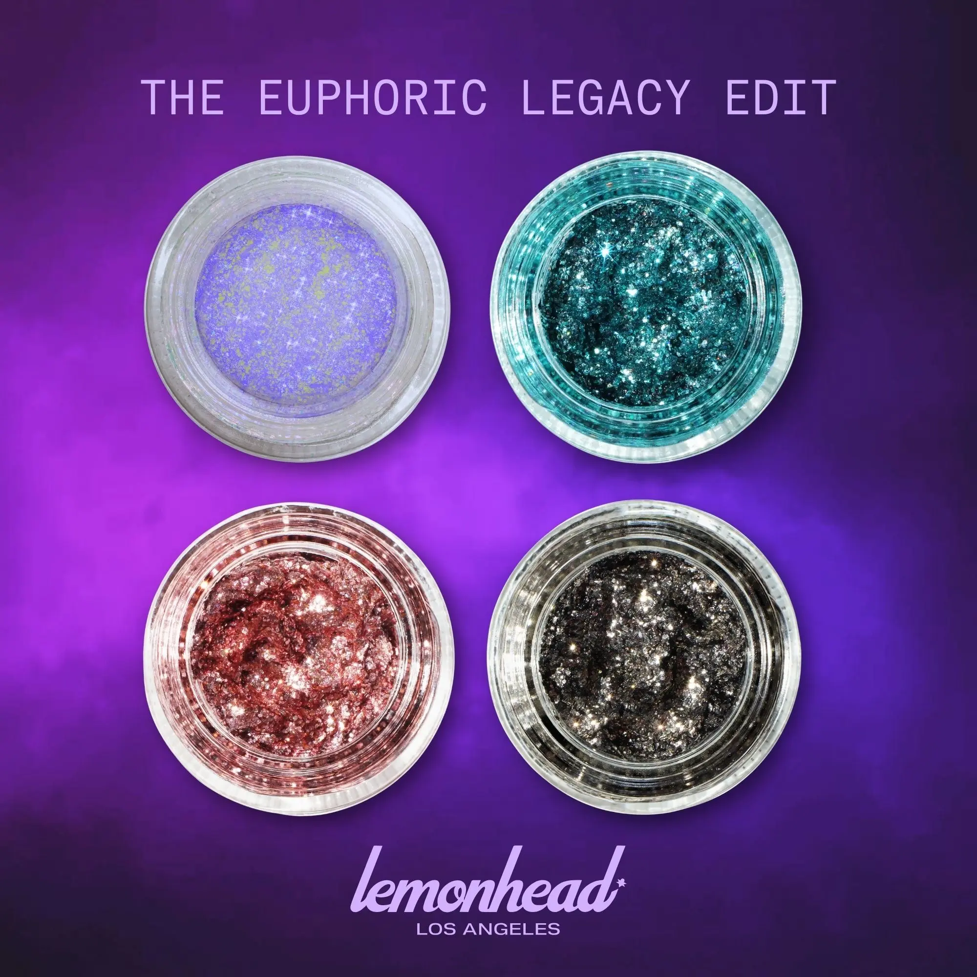 Lemonhead LA Euphoric Legacy Edit | Glitter Identity Series | 4-Piece Mini Glitter Gel Set Featuring The Iconic Euphoria Glitter Eye Makeup Shades used on the show | For Eyes, Face & Body