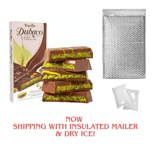 Dubai Chocolate Bar Pistachio -Ship with Thermal Shipping Mailer and Dry Ice - Viral Knafeh Chocolate Bar with Pistachio Cream and Kataifi | 3.35oz (95gr) & 7.05 oz (200gr)