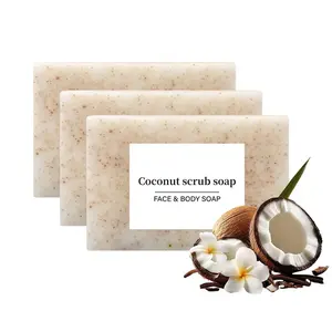 Handmade Coconut Scrub Soap, Scented Soap Bar, Natural Exfoliating Body Wash Soaps for Face & Body, Gentle Cleansing Body Care Product for Women Hygiene, Soap Cleanser, Body Cleansing Products