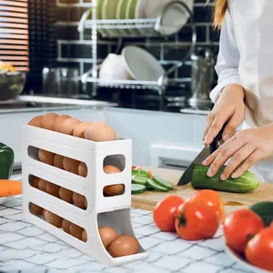 Egg Holder for Fridge, Automatic Rolling Egg Dispenser for Refrigerator, Countertop, Kitchen - Space-saving Egg Roller/Organizer/Storage/Container/Tray for Fridge