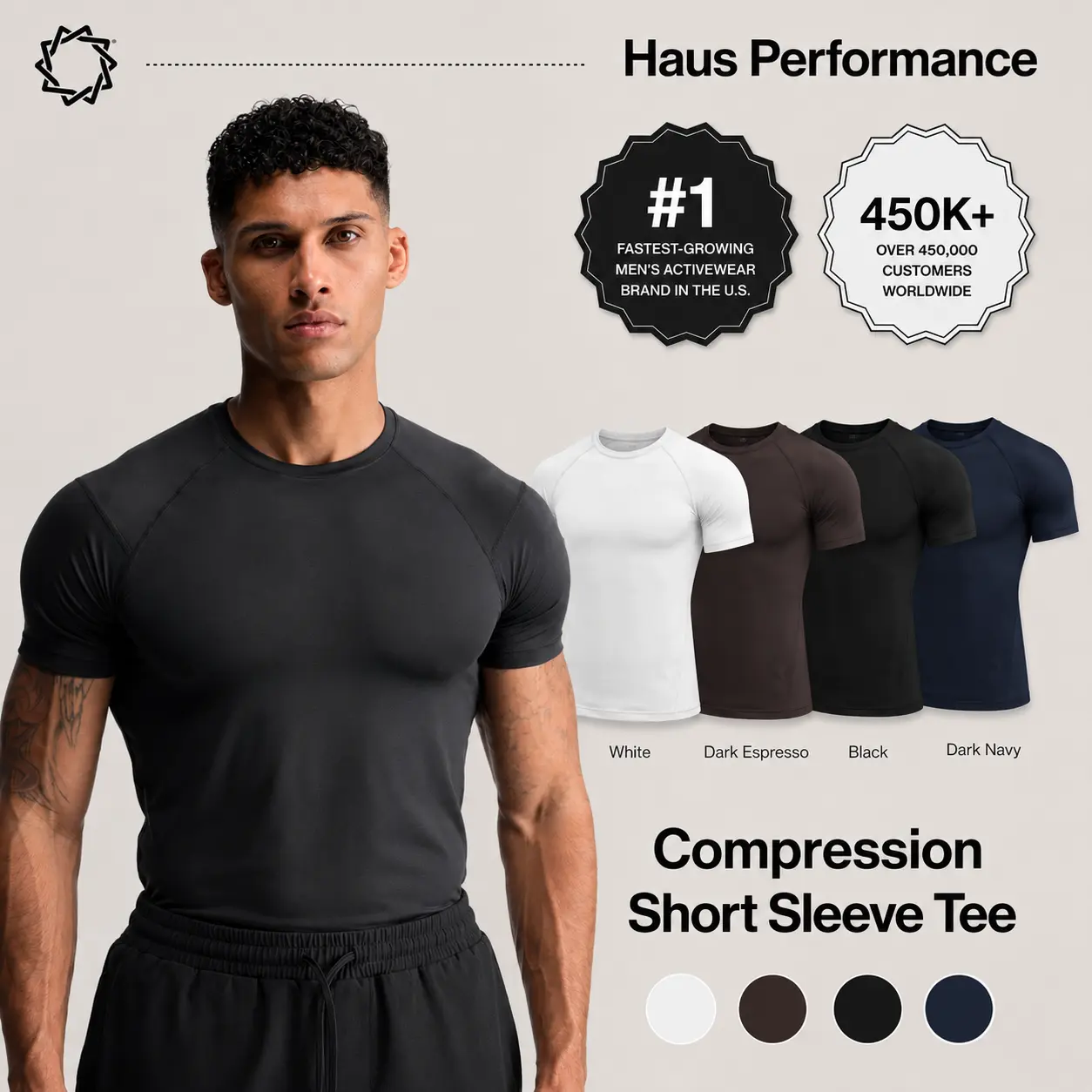 Haus | Compression Short Sleeve Athletic Tee | Anti-Odor Stretch Performance