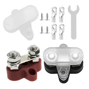 5/16'' Bus Bar Terminal Block 250A 48V, Battery Junction Post with Cover, Power Distribution Block for Car Truck RV Boat (Red & Black Set)