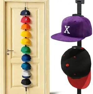 10-Layer Over The Door Hat Rack Organizer with Hooks 2-Way Hanging Display for Baseball Caps Bedroom Entrance Garage Storage Adjustable Hooks Tool-Free Setup Hangable Hangers Wall Mountable