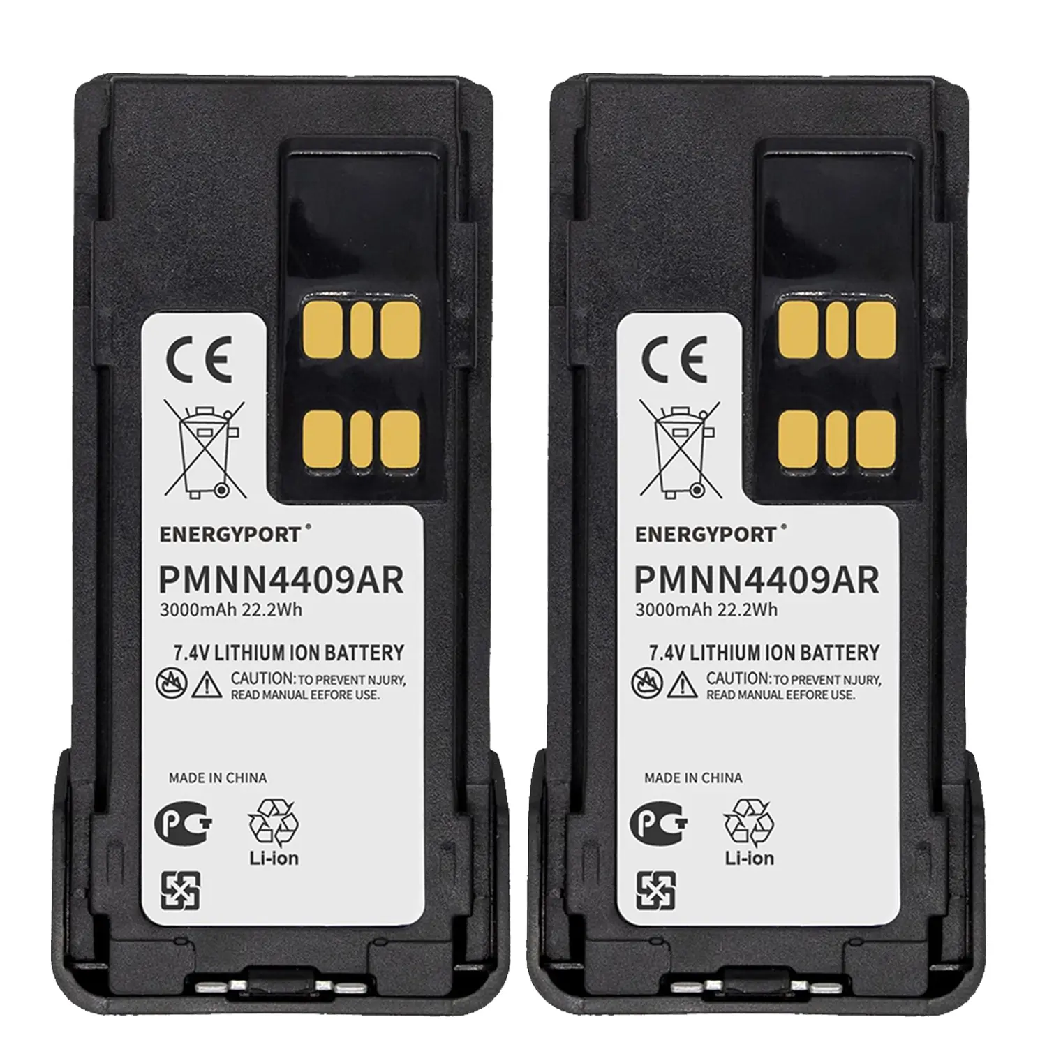 EnergyPort PMNN4409AR 7.4V 3000mAh 22.2Wh Lithium Ion Batteries 2-Pack for Motorola XPR7350, XPR7580, XPR7550, XPR3300, APX4000, APX1000 Walkie Talkies