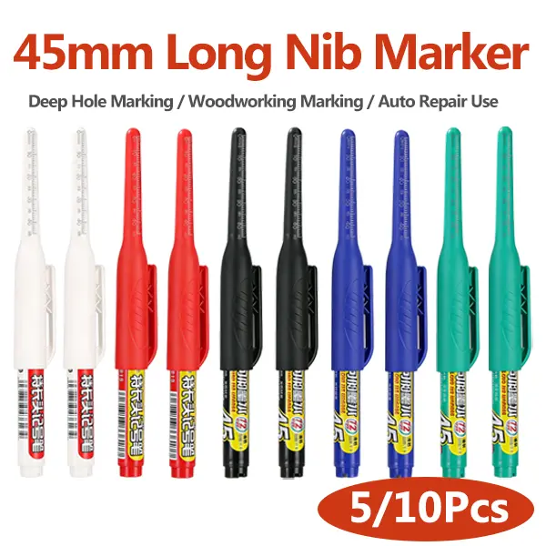 45mm Long Nib Marker Pen, Must-Have Home Toolbox Marker, Fine Tip Paint Marker for Metal Pipe, Wood Repair, Tile Drilling & Home Improvement Projects