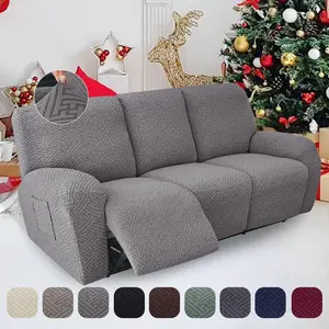 1/2/3 Seater Elastic Recliner Sofa Cover,Solid Color Sofa Cover,Stretch Armchair Covers Couch Slipcover With Pocket,Pet Friendly  Anti-Slip Slipcover, Office, And Home Decor