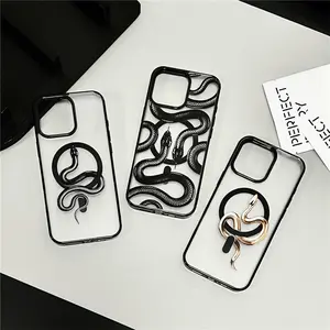 MagSafe Magnetic Wireless Charging Phone Case for iPhone 11-17 Pro Max Plus - Dendroaspis Polylepis Design TPU Cover, Protective Smartphone Cellphone Accessory with Enhanced Protection summerwins