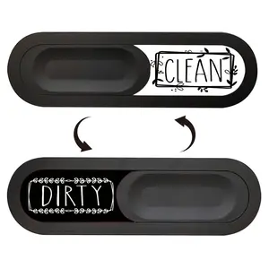 Innovative Slide Clean/dirty Sign, Magnetic Cover, Frosted Frame, Adhesive Backing, Dishwasher Safe, Kitchen Utensil Organizer