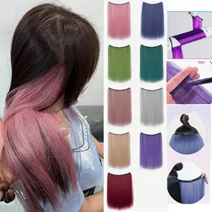 Extra Long 55.5cm (21.5") One-Piece Clip-In Hair Extensions - Natural Brown/ Blonde/Red/Blue/Purple/Black/Gray/White/ - Long Straight Synthetic Wig for Women & Men, Music Festivals, Halloween, Everyday - Easy Application