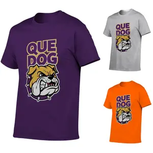 Men's Bulldog Graphic T-Shirt with QUE DOG Text,Trendy Soft Short Sleeve Crew Neck Y2k Graphic Tee for Casual Streetwear,Gym,Workout | Holiday Gift for Dad,Husband,Boyfriend (Father's Day,Christmas,Birthday),Plus Size T-Shirts,Men Colthing