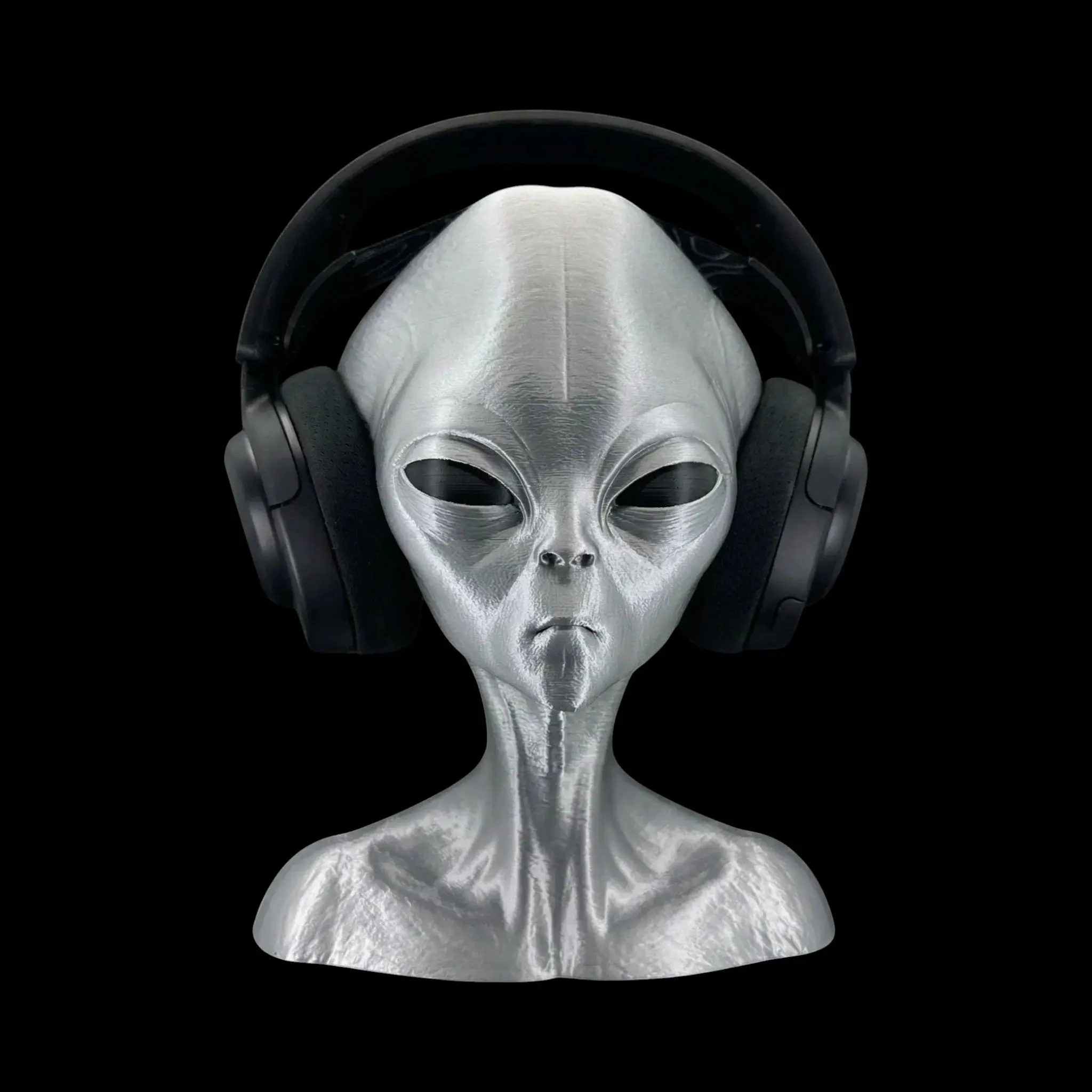 Roswell Grey Alien Headphone Stand from Zeta Reticuli – Extra Large 12" Gaming Headset Holder