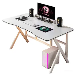 40 Inch White Gaming Desk, Ergonomic Carbon Fiber Computer Desk with K-Brace Support, Small Space Home Office Desk with Cable Management