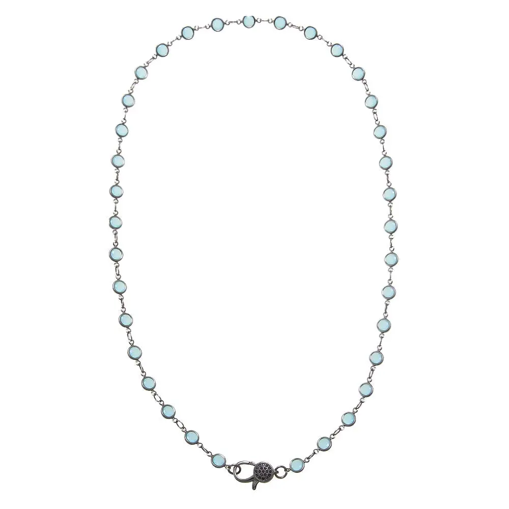 Light Green Blackened Bezel Chain Necklace