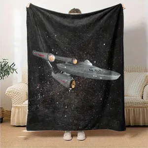 Starship Enterprise Pattern Print Blanket Four Seasons Home Travel Camping Flannel Blanket Bedroom Coach Decor Applies to Super soft  decorative sofa/sofa/bedroom