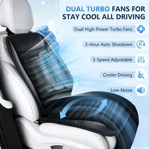 FLORICH Cooling Car Seat Cover, 12V-24V Ventilated Seat Cushion Cooling Car Seat Pad for Summer Driving with 2 Powerful Turbo Fans 3-Speed Temperature Adjustable Universal Fit for Car SUV Truck Van Vehicle  fresh air ventilator ventilator settings