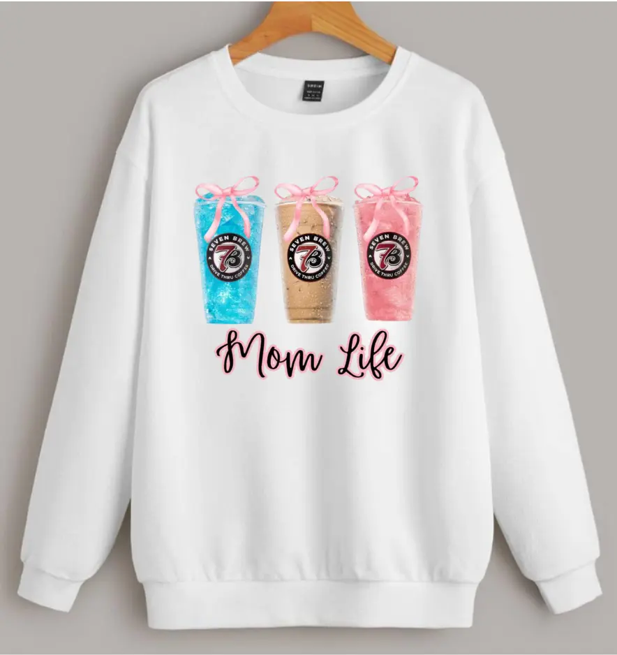 Mom Life 7 Brew Sweatshirt, Funny Coffee Mom Graphic Crewneck, 7 Brew Drink Lover Shirt, Cute Mama Gift, Coffee Lover Sweatshirt