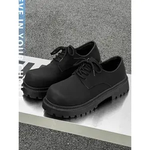 Men’s Classic Derby Shoes, Thick Sole Casual Footwear, Comfortable PU Leather Upper, Non-Slip Rubber Sole, Suitable for All Seasons