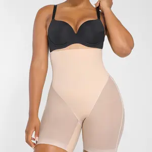 Shapellx Tummy Control Bodysuit Smooth Butt Lift Shapewear Upgraded high-waisted shorts With French cut double-layer thong Mesh Comfort Breathable Fabric