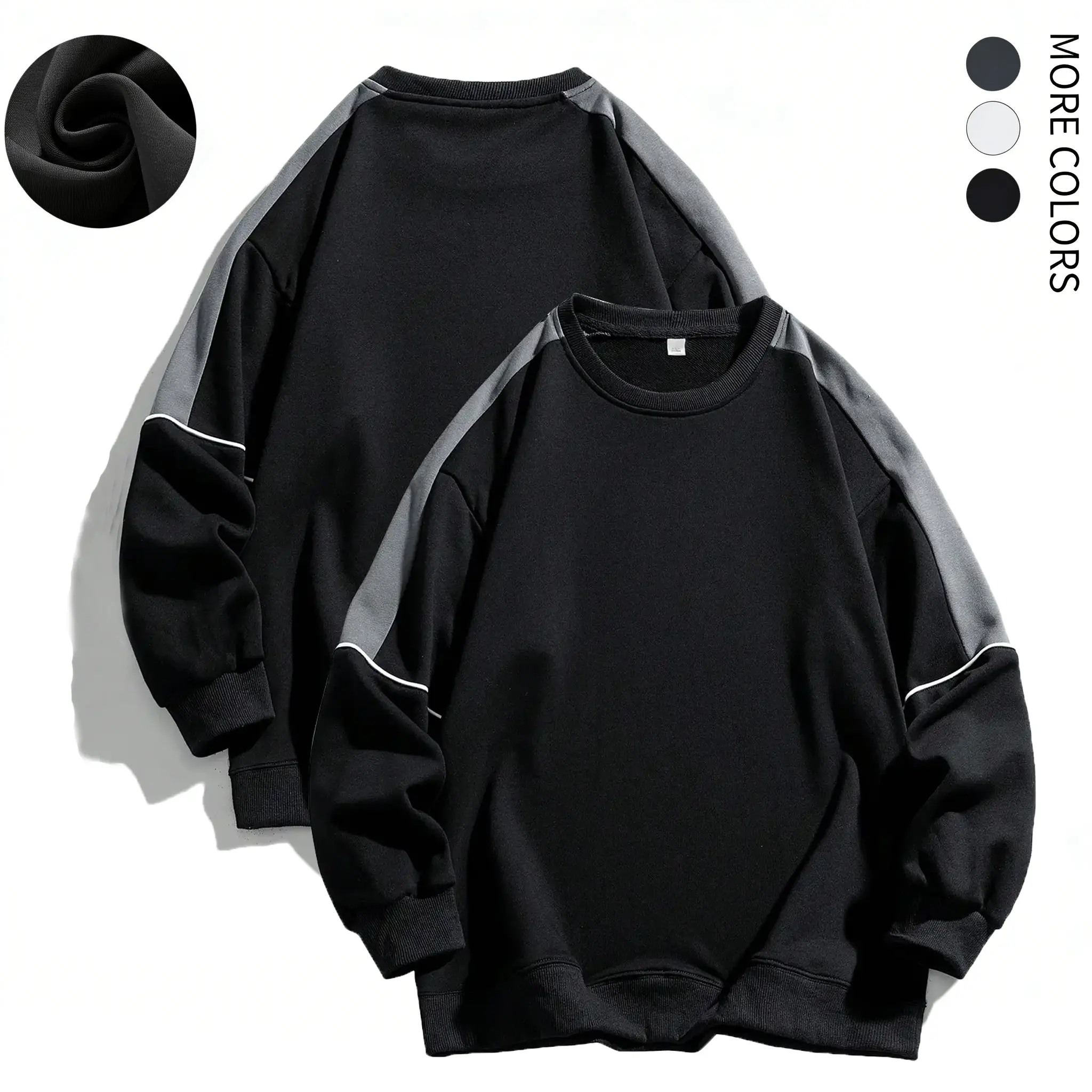 Men's Colorblock Contrast Binding Drop Shoulder Sweatshirt, Regular Fit Casual Long Sleeve Round Neck Pullover for Spring & Fall, Fashion Men's Top for Daily Wear