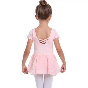 KF5-CGS29  Toddler Girls Long Sleeve Ballet Leotards Dance Dresses Tutu Outfit Ballerina with Glitter Skirt