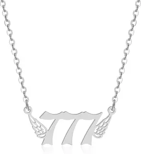 Angel Wing Number Necklace for Women，Dainty Gold Plated Number 1111 111 222 333 444 555 666 777 888 999 000 Pendants Wing Choker Chain Numerology Jewelry Necklace Gifts for Women Girls necklace
