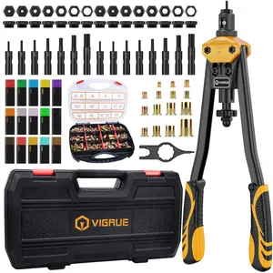 VIGRUE 16'' Rivet Nut Tool Kit with 15PCS Metric & Inch Mandrels M3 to M12, 6-32 to 1/2-13, and 300PCS Metric & SAE Rivet Nuts Assortment Hardware Portable
