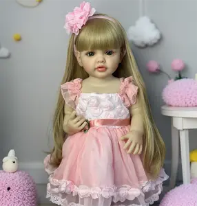 Reborn Toddler Baby Dolls Full Vinyl Body 22 Inch Betty Lifelike Reborn Baby Doll with Long Hair Anatomically Correct Realistic Newborn Toddler Girl Dolls