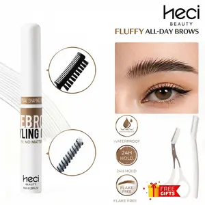 Clear Brow Gel – Strong Hold Waterproof Eyebrow Styling Gel, 2-in-1 Dual Brush, 24H Fluffy Brows, Flake-Free | HECI