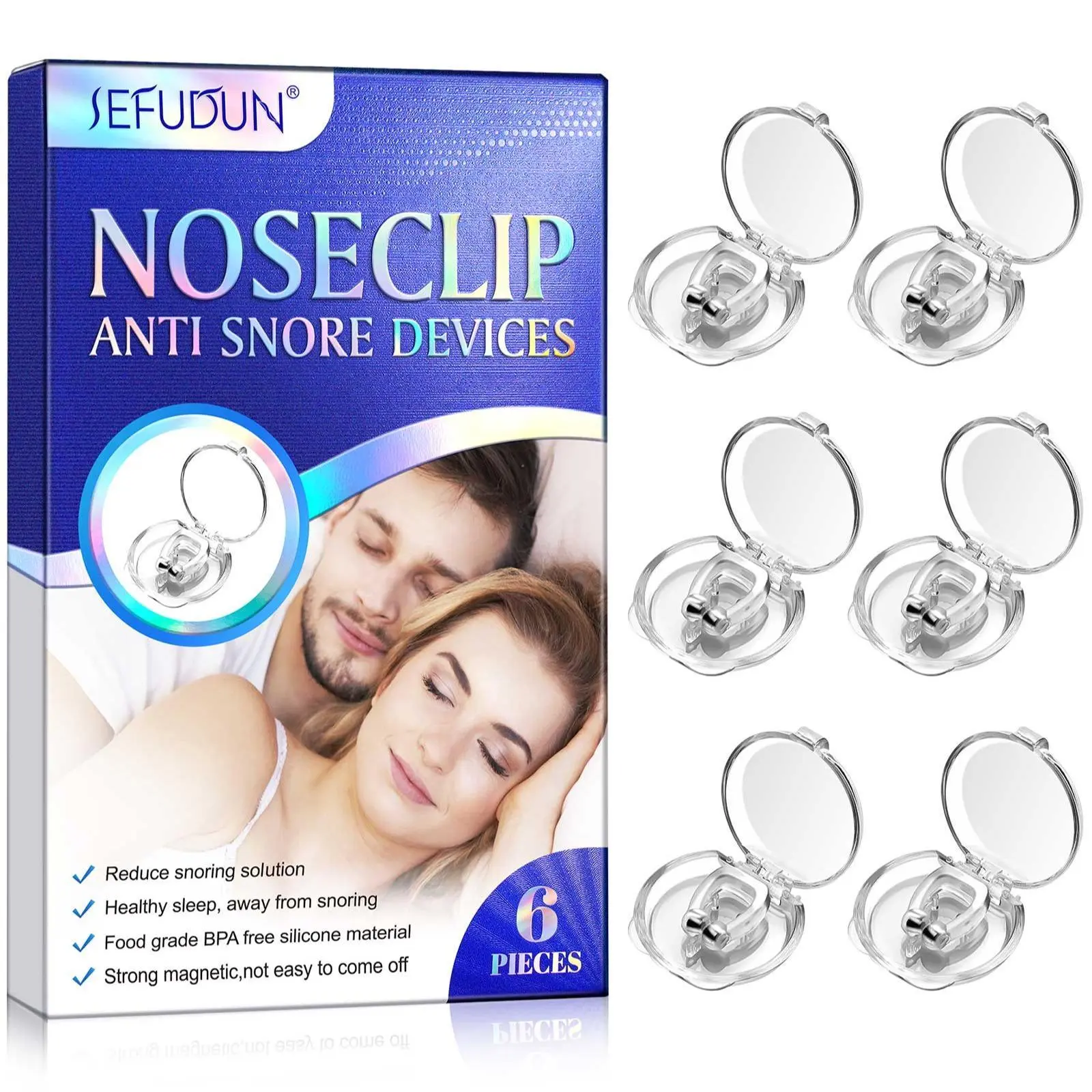 Sefudun Silicone Anti-Snoring Nose Clip, Nose Magnet for Breathing, Breathing Correction Nasal Clip Snore Reducer, Snore Stopper, Nasal Magnetic Clip, Healthy Sleep, Snoring Solution, Reduce Snoring, 1 Piece