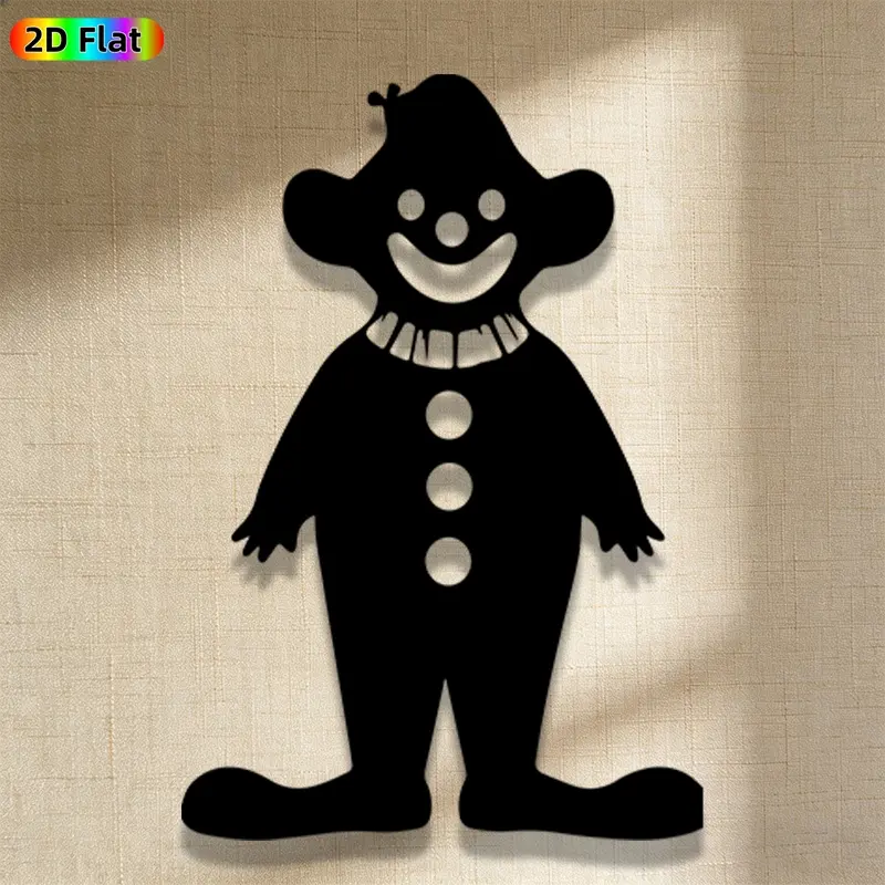 1pc Cute Clown Metal Wall Art, Cute Clown Statue Mural, Iron Craft, Perfect for Living Room, Lounge, Outdoor Space Decor, Silhouette Wall Decor, Hanging Ornament, Halloween Decor, Ideal Gift for Kids