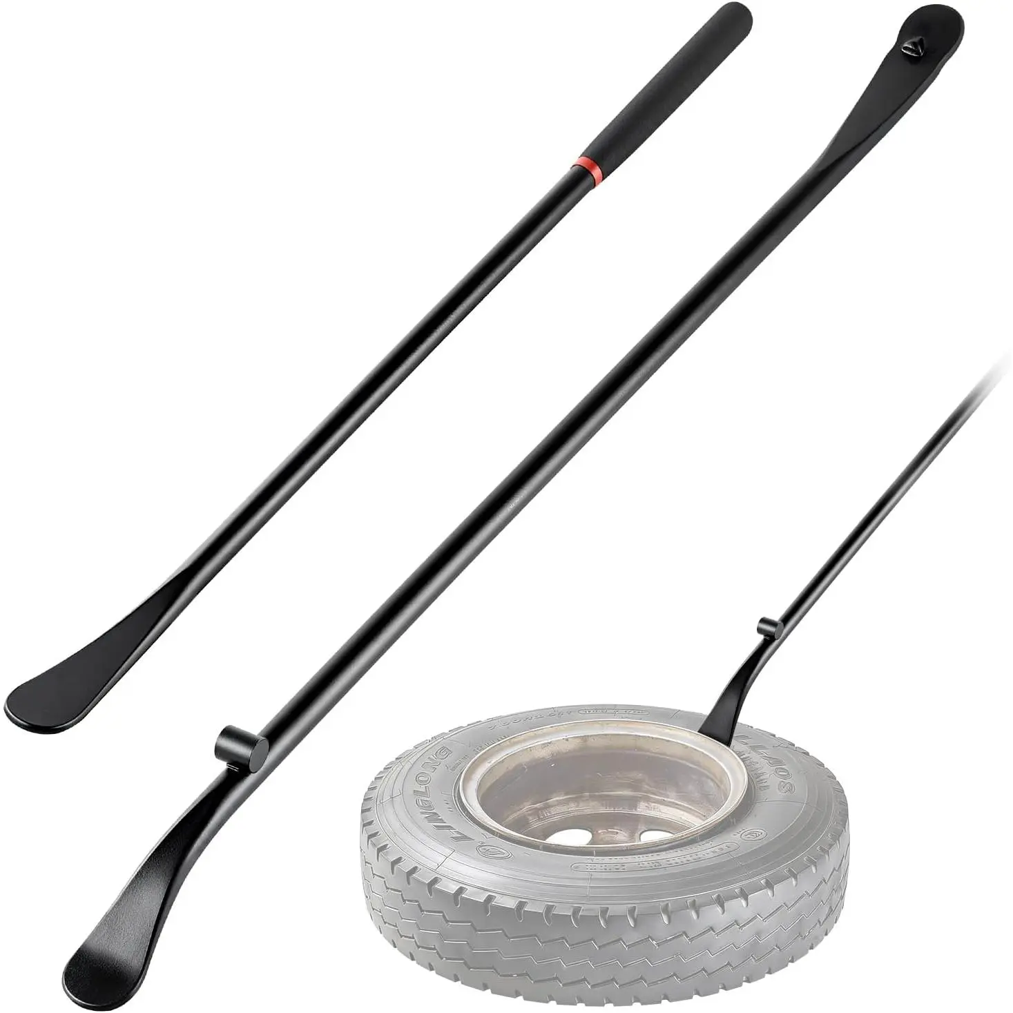 Tire Bar Set, 2-Piece Heavy Duty Alloy Steel Mount Demount Tools, 38.2-in and 30-in Irons with Curved Ends for Semi Trucks and Tractors, Semi Truck