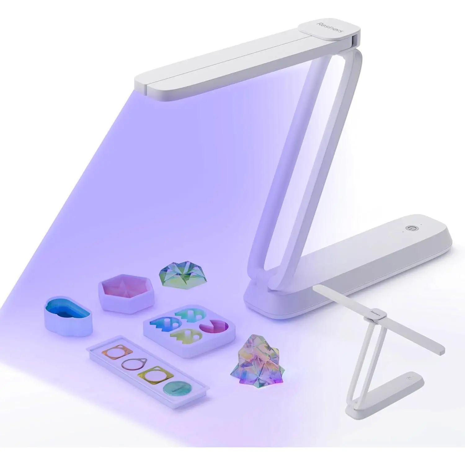 UV Light for  Curing, UV  Light,  & Rechargeable Ultraviolet Lamp, 3-in-1 Uses, Foldable Blacklight LED, Craft Supplies Tools for  Making, Craft Molds, White