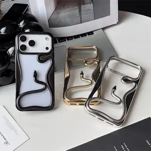 Compatible with IPhone 13/14/16/17 Pro Max Case | Plated Gloss | Hollow Snake | Personalized | Creative Gift | Suitable for iPhone 11 12 13 14 15 16 17 Pro Max, Cover
