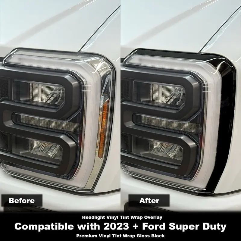 Crux Moto Headlight Vinyl Tint Overlay – Gloss Black | Precision Fit for 2023 + Ford Super Duty