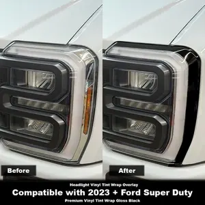 Crux Moto Headlight Vinyl Tint Overlay – Gloss Black | Precision Fit for 2023 + Ford Super Duty
